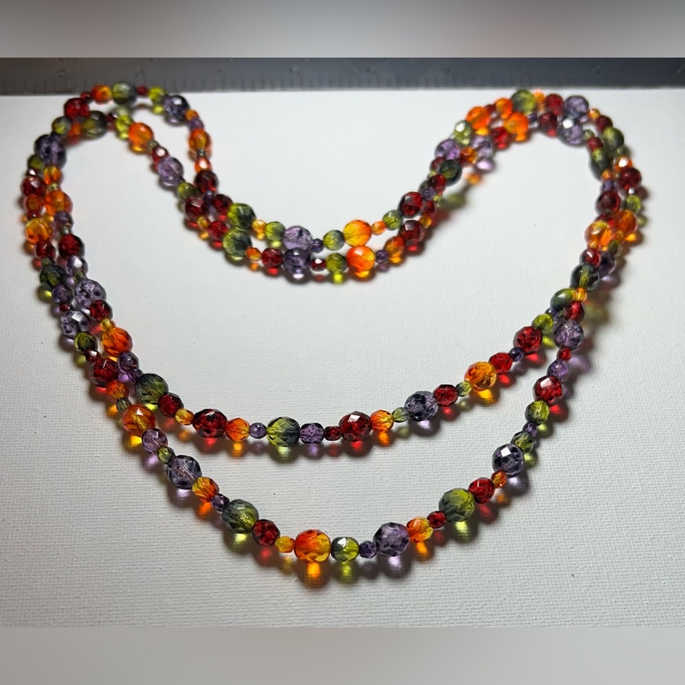 Joan Rivers Classic Collection Rainbow Crystal Glass Fruity 48” Necklace J12